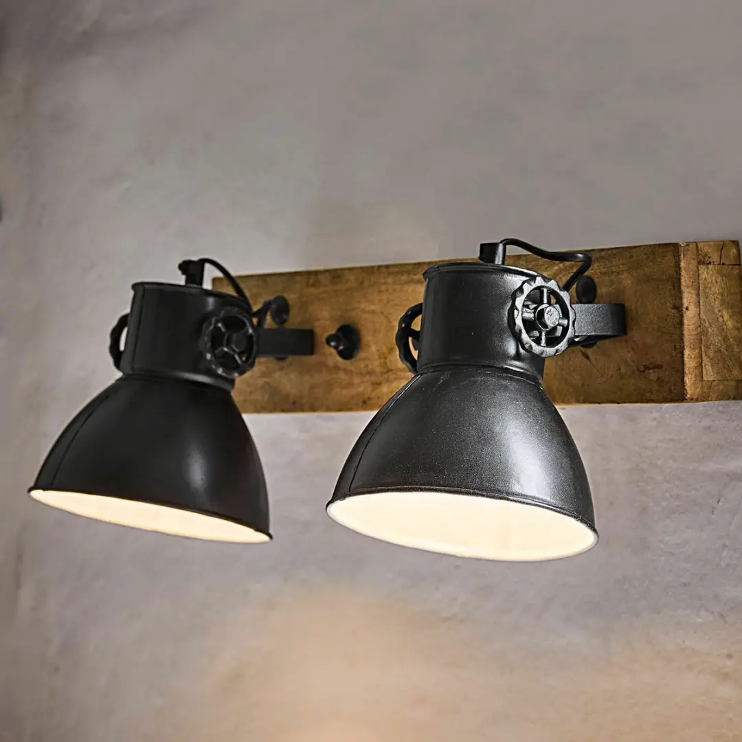 Loberon Périgné Wandlamp - 25W - Zwart/Bruin - afbeelding 4 van 5