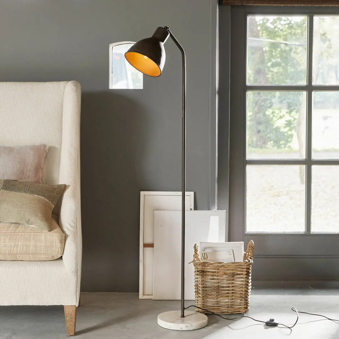 Loberon Mockville Vloerlamp - 1 Lichtpunt - Zwart/Wit - afbeelding 3 van 6