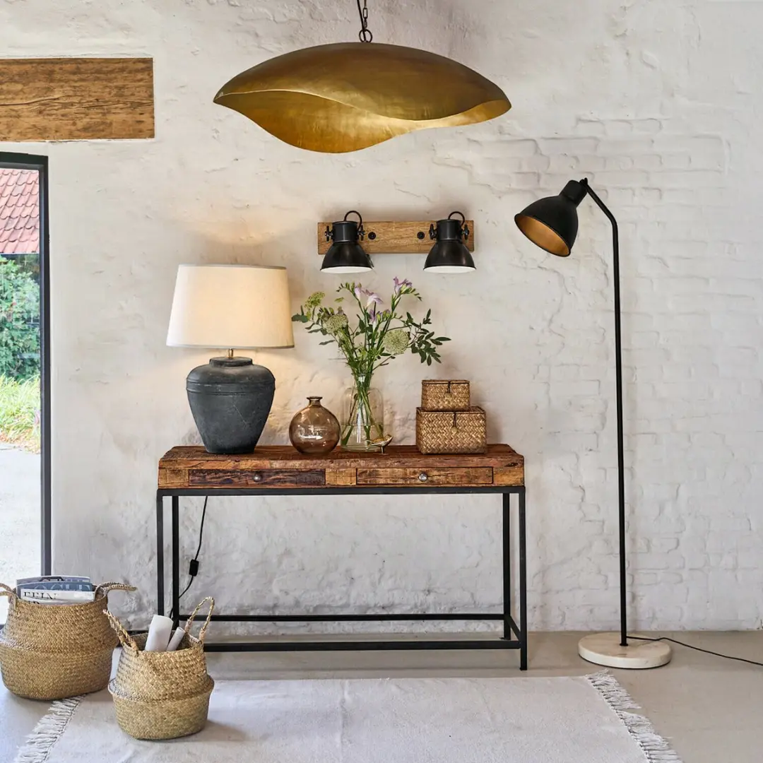 Loberon Mockville Vloerlamp - 1 Lichtpunt - Zwart/Wit - afbeelding 2 van 6