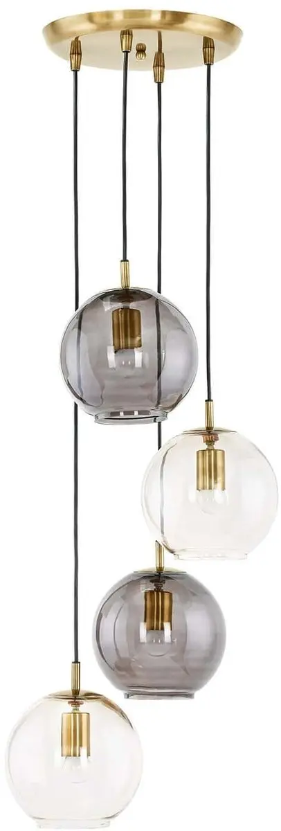 Loberon Hanglamp Brontille - 40W - Ø19cm - Bruin/Antiek messing - afbeelding 3 van 6