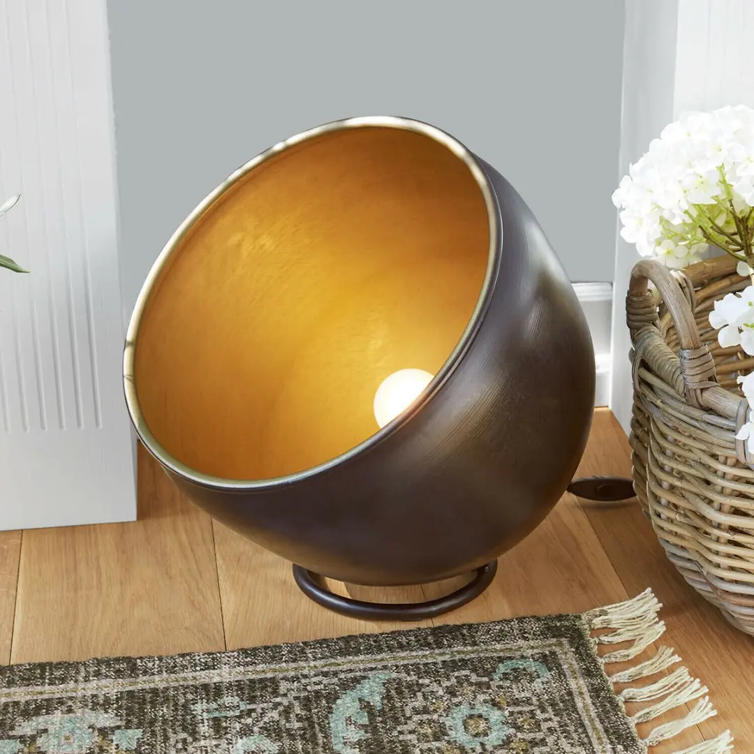 Loberon Moorford Vloerlamp - 25W - Ø33cm - Antiekzwart/Messing - afbeelding 2 van 2