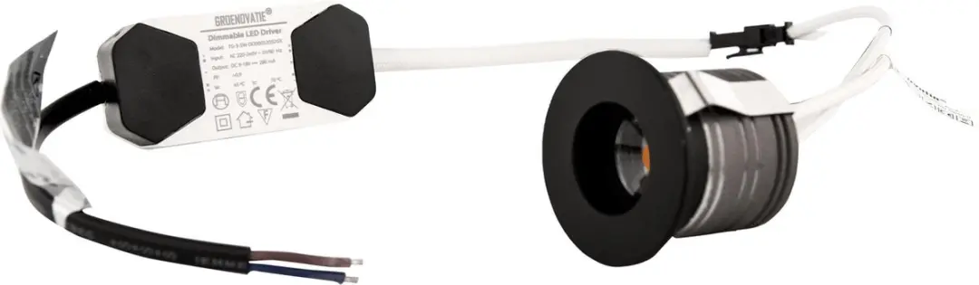 Groenovatie Inbouwspot LED 3W - Zwart - Ø41mm - afbeelding 3 van 5