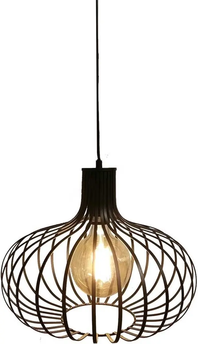 Artdelight Hanglamp Lauren E27 - Zwart - Ø38cm