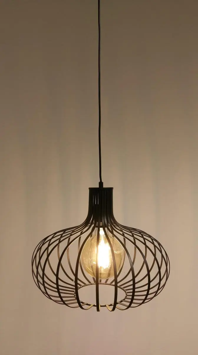 Artdelight Hanglamp Lauren E27 - Zwart - Ø38cm