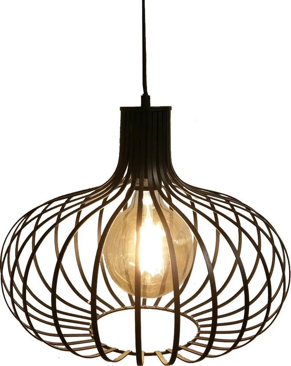 Artdelight Hanglamp Lauren E27 - Zwart - Ø38cm