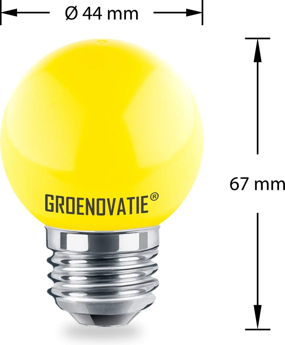 Groenovatie E27 LED G45 1.5W - Warm wit - Mat geel - afbeelding 3 van 4