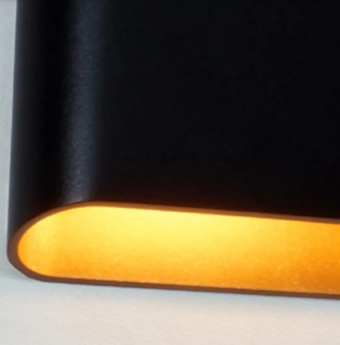 Artdelight Wandlamp Diaz L - Zwart/Goud Mat - 2 Lichtpunten