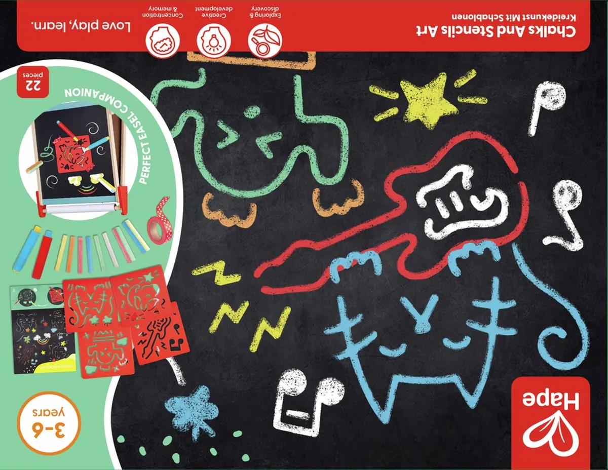 Hape Kreidekunst met Schablone - Veelkleurig