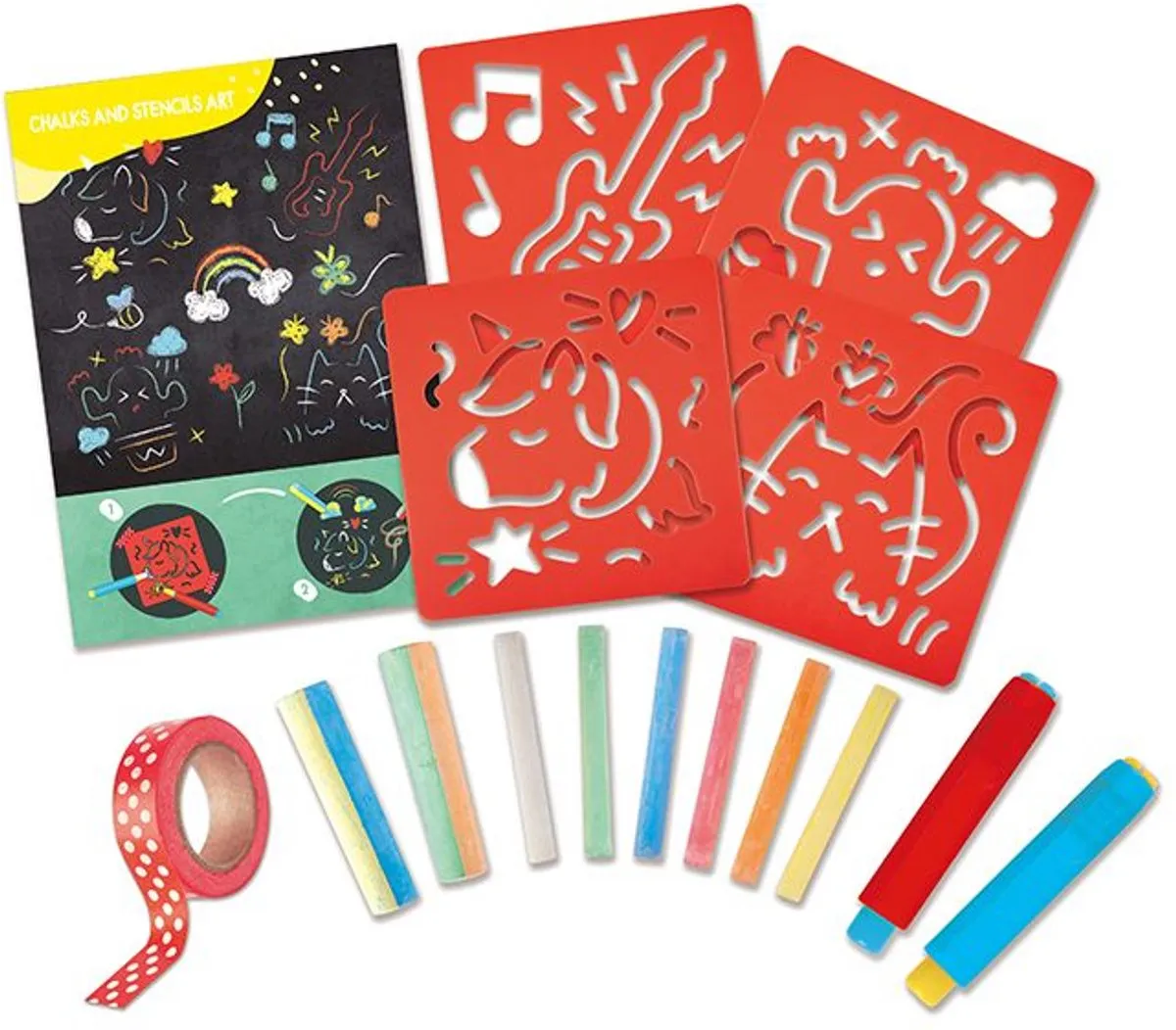 Hape Kreidekunst met Schablone - Veelkleurig