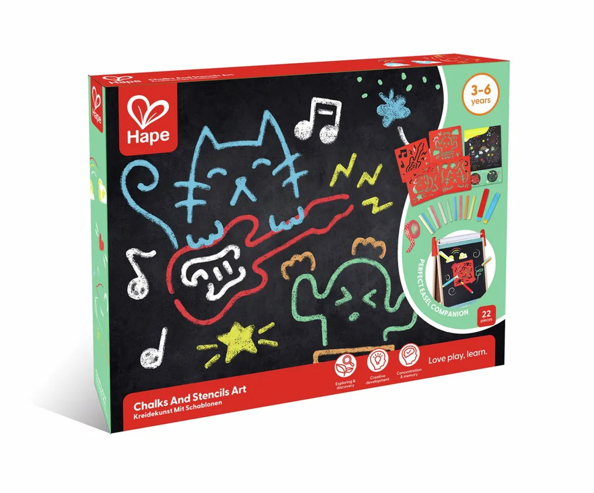 Hape Kreidekunst met Schablone - Veelkleurig