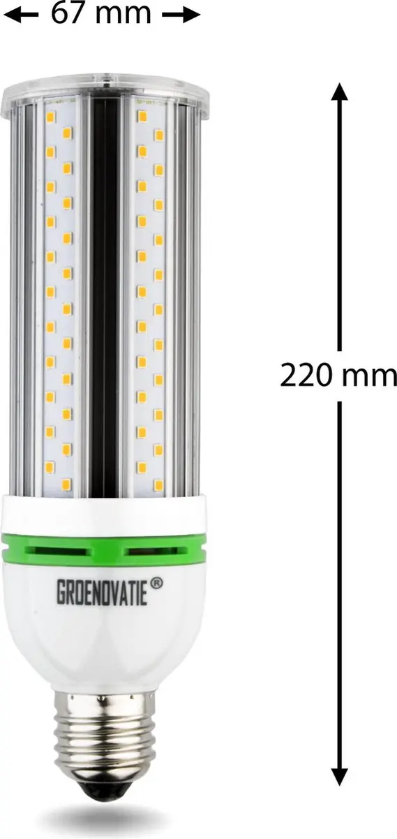 Groenovatie LED Cornlamp E27 25W - 205x64mm Warm Wit - afbeelding 5 van 5