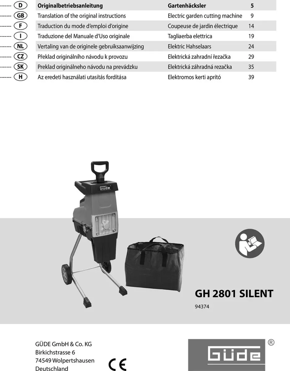 Güde GH 2801 Tuinhakselaar 2500W - 45mm - afbeelding 2 van 6