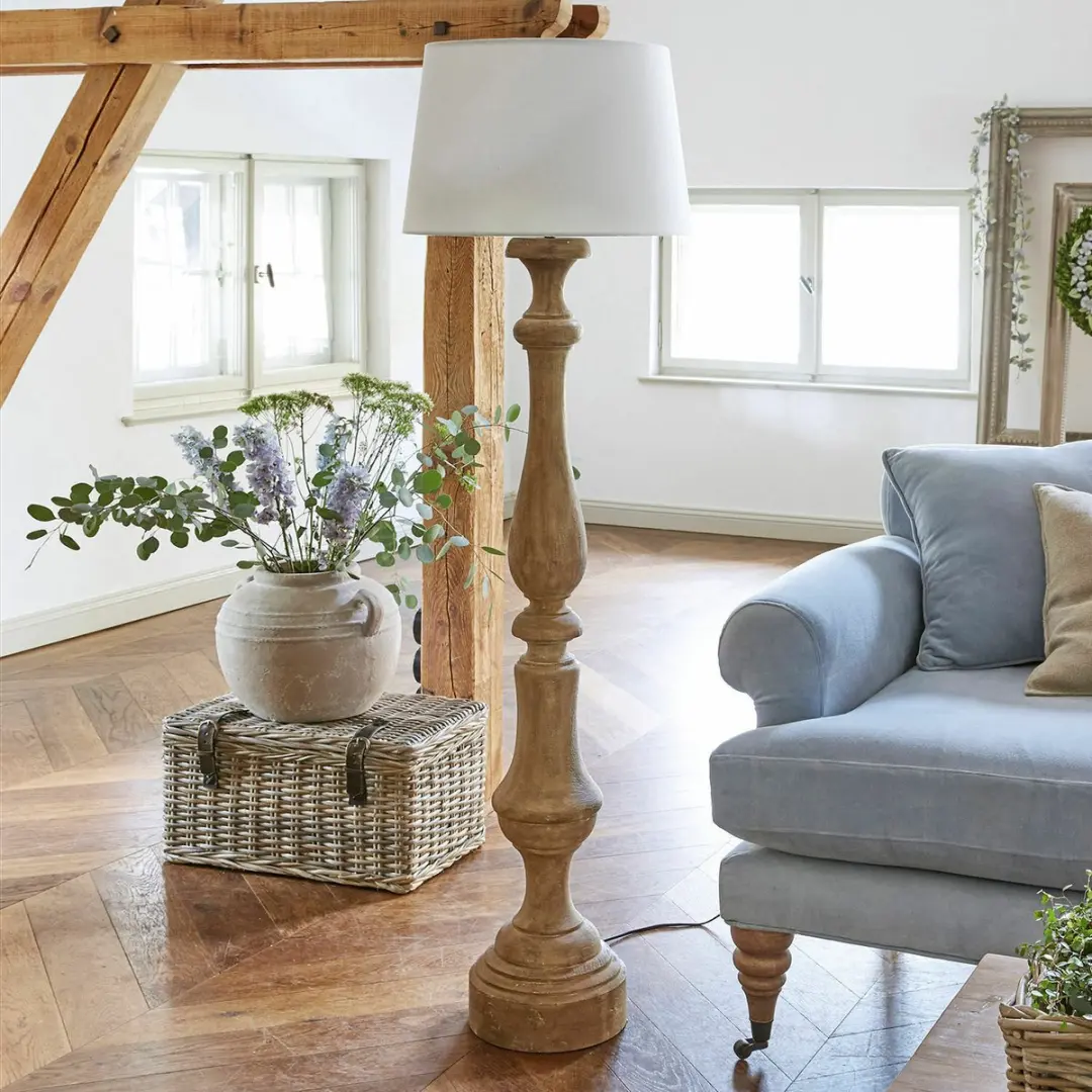 Loberon Etienne Staande Lamp - Bruin/Wit - afbeelding 3 van 5