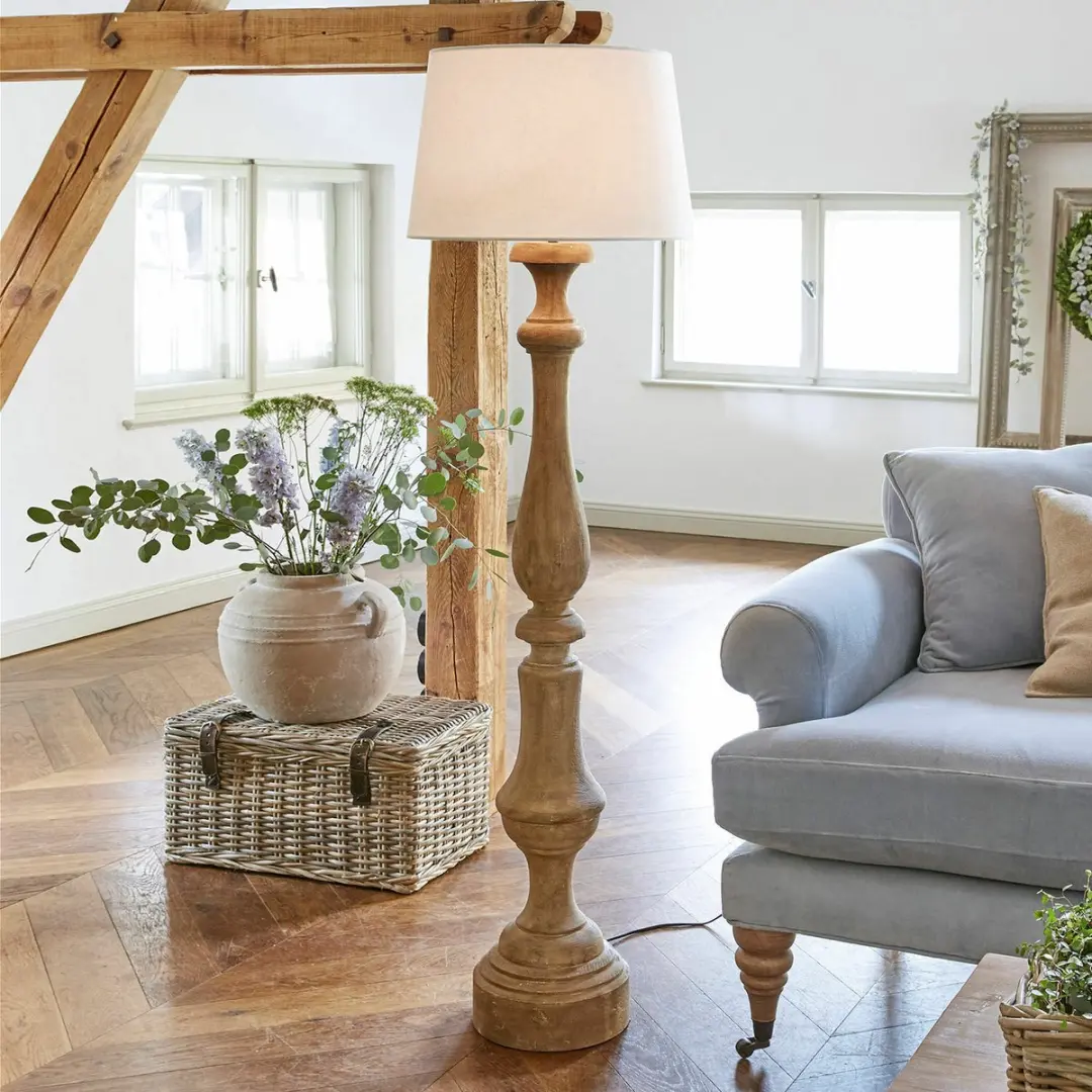 Loberon Etienne Staande Lamp - Bruin/Wit - afbeelding 2 van 5