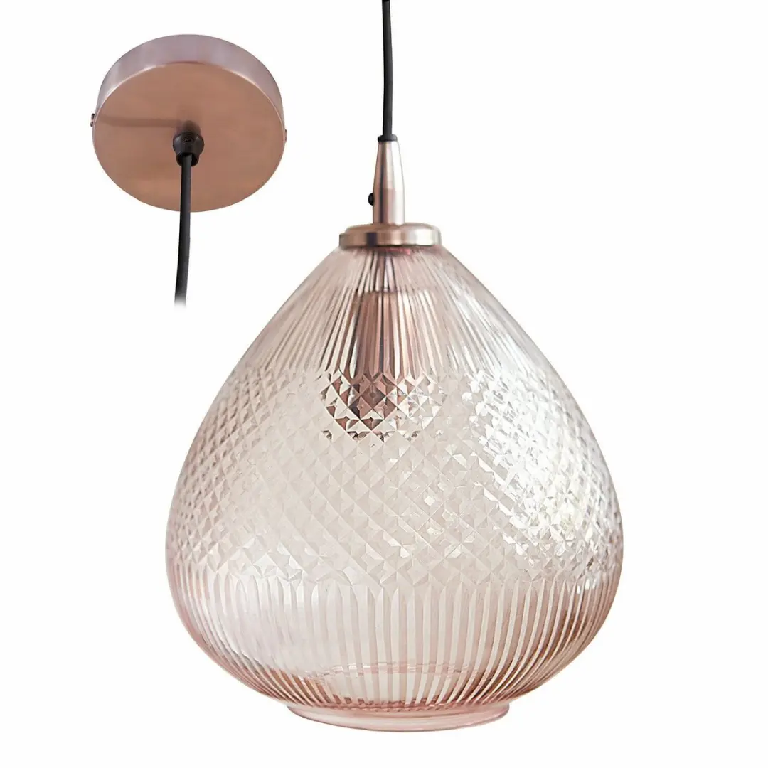 Loberon Hanglamp Drélinette - 40W - Ø20cm - Roos - afbeelding 3 van 6