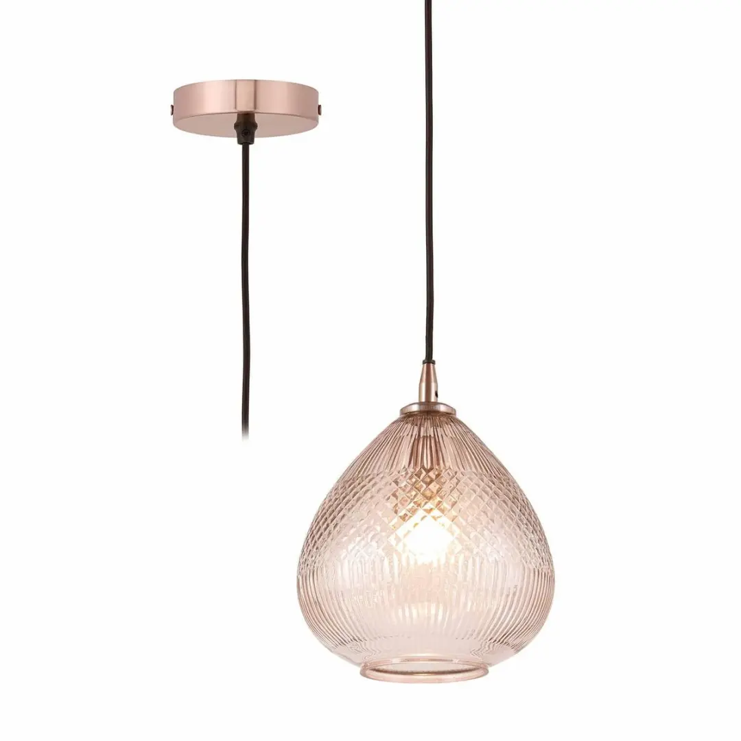 Loberon Hanglamp Drélinette - 40W - Ø20cm - Roos - afbeelding 2 van 6