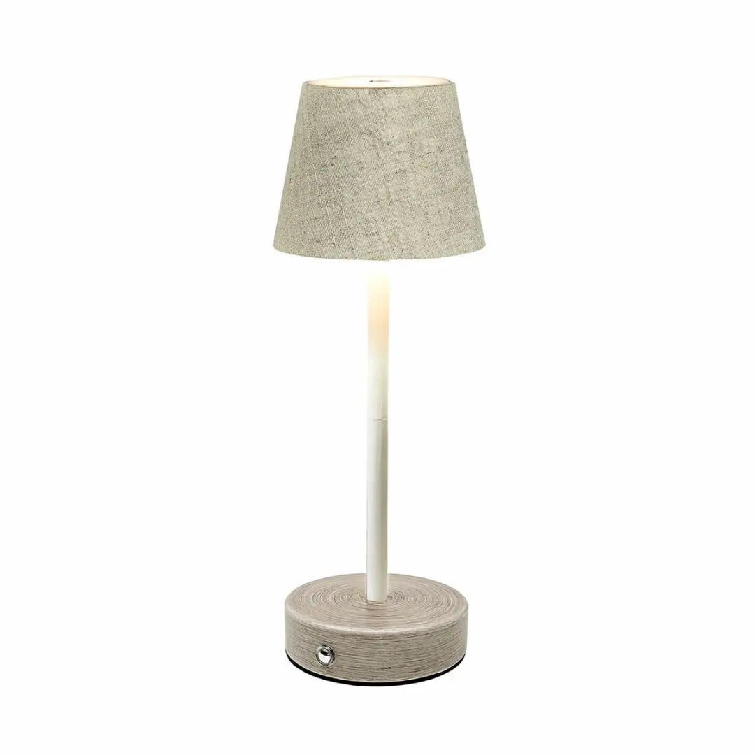 Loberon Sylvainie Oplaadbare Tafellamp - 25W - Ø11cm - Crème - afbeelding 2 van 6