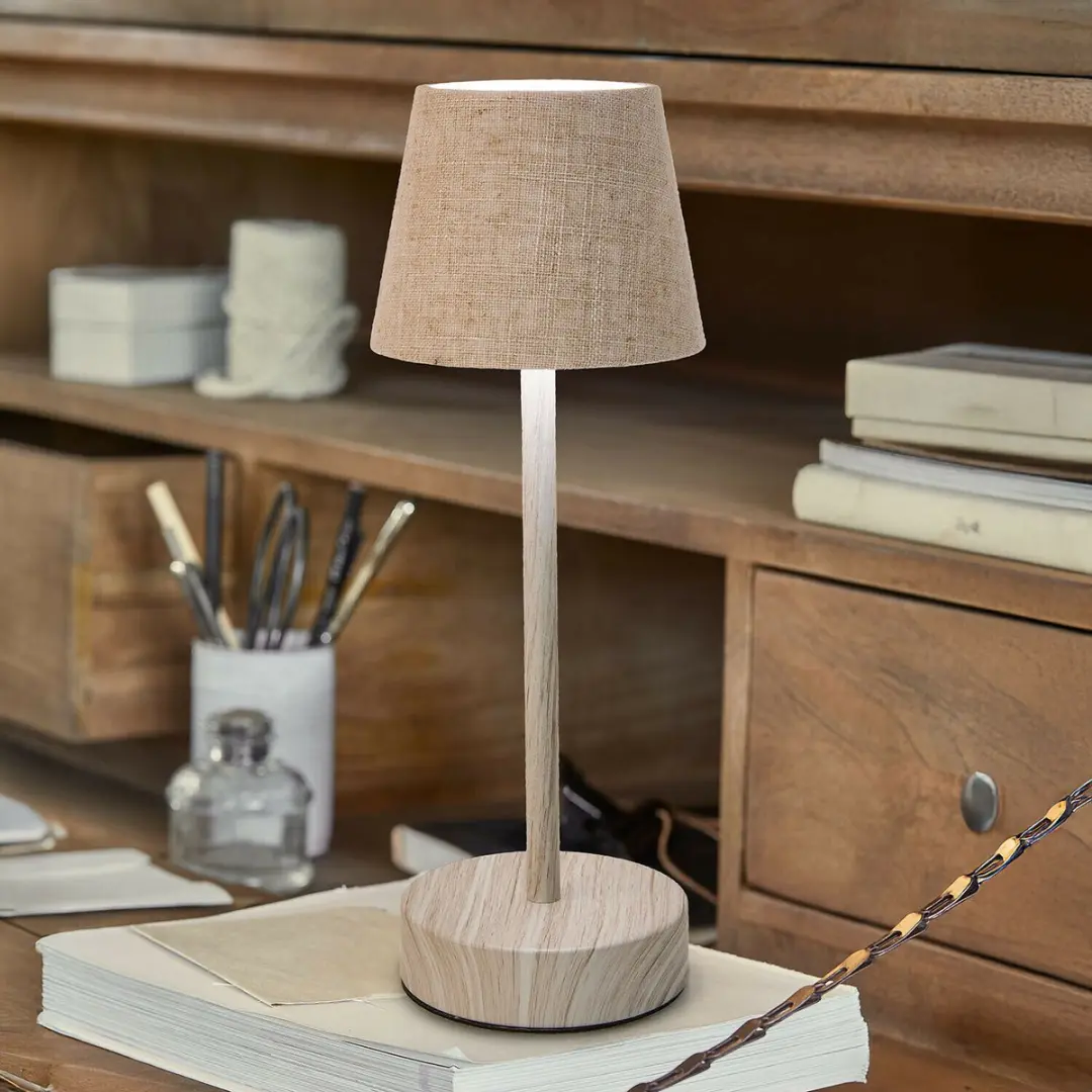 Loberon Sylvainie Oplaadbare Tafellamp - 25W - Ø11cm - Crème - afbeelding 4 van 6