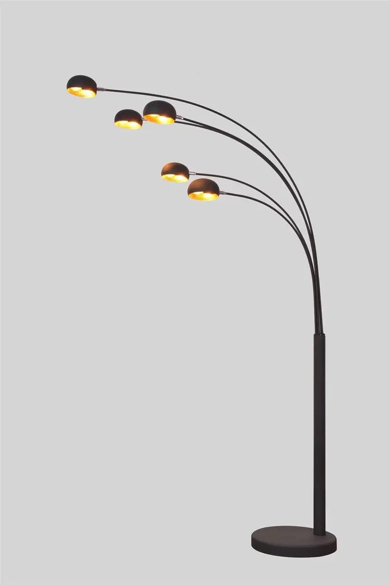 Groenovatie Cannes Industrieel Design Vloerlamp - 5-Lichts 208x25cm - Goud/Zwart - afbeelding 2 van 4
