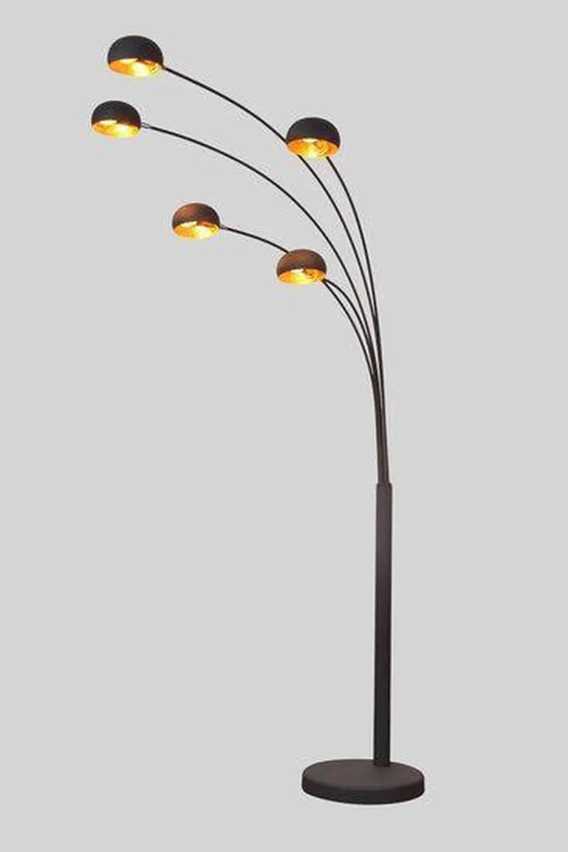 Groenovatie Cannes Industrieel Design Vloerlamp - 5-Lichts 208x25cm - Goud/Zwart - afbeelding 3 van 4