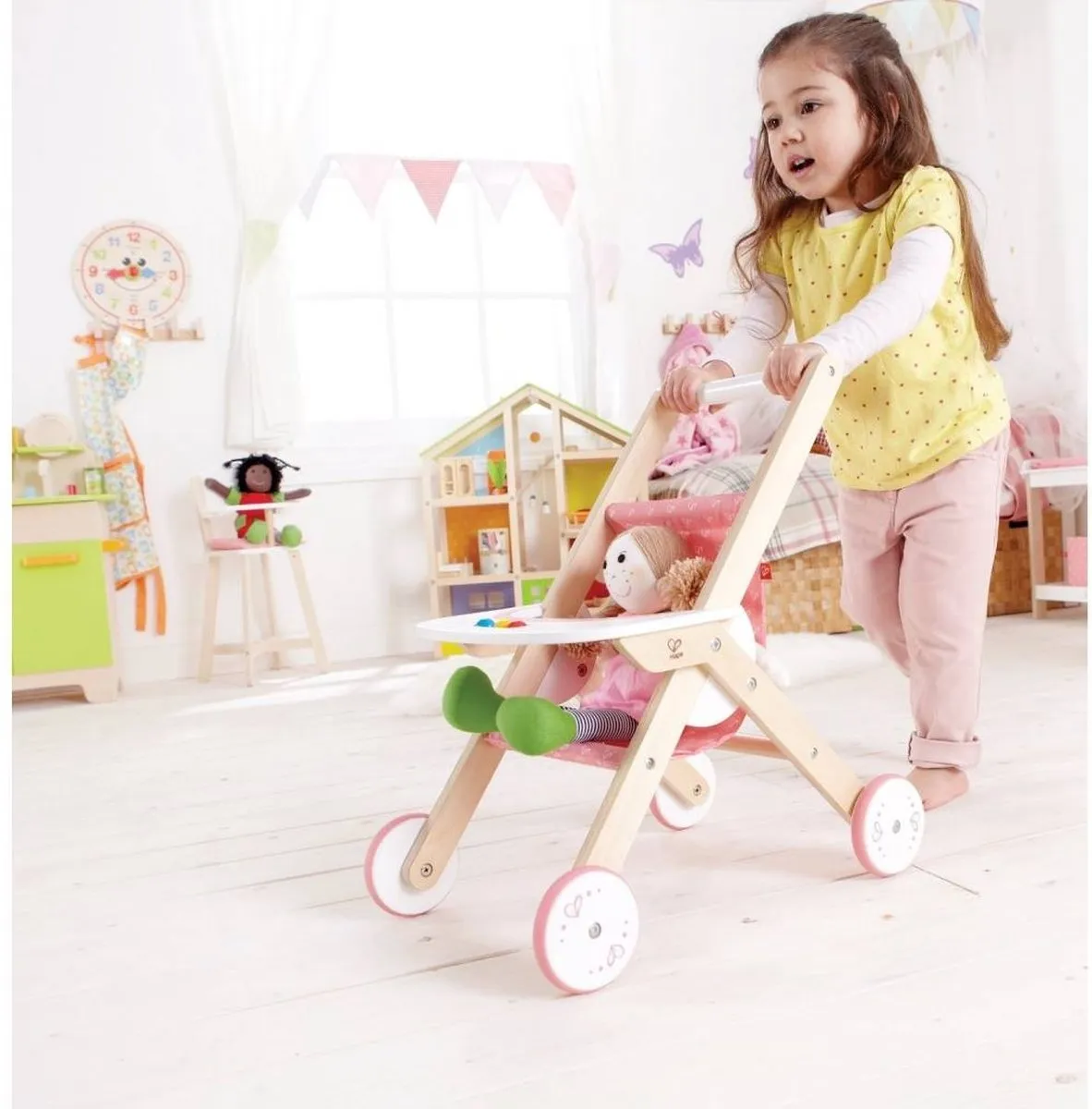 Hape 404569 Houten Poppenwagen - Roze