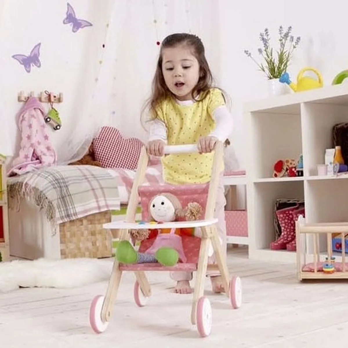 Hape 404569 Houten Poppenwagen - Roze