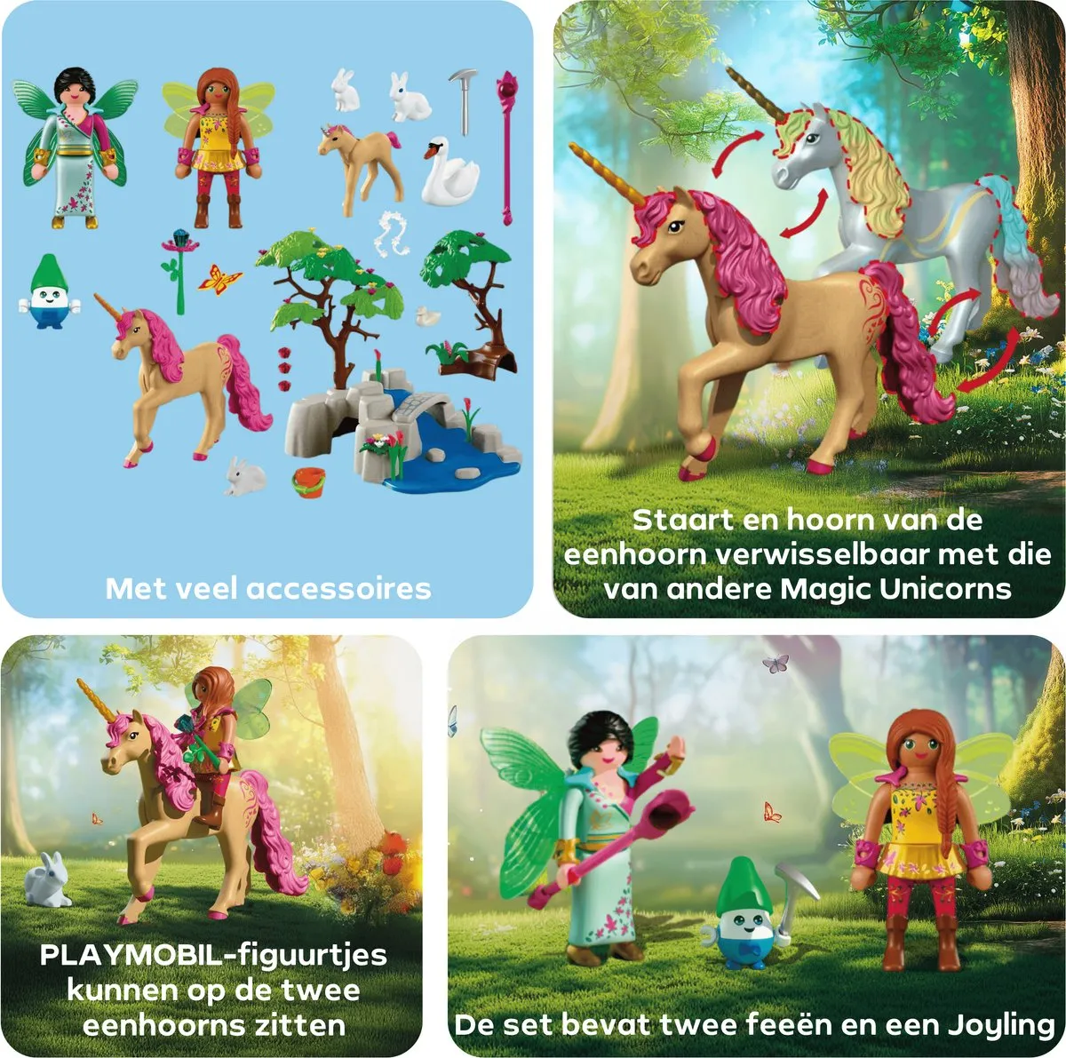 Playmobil Fantasie & Magie Feeënuitje 72067 - 2 Feeën & Eenhoornfamilie - Multicolor