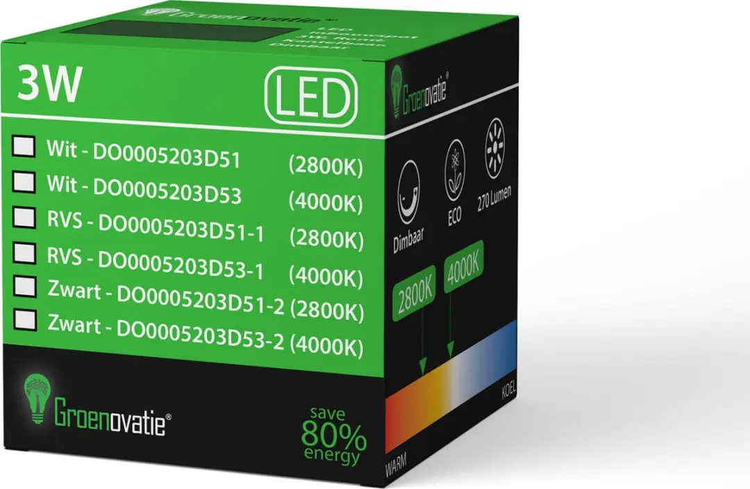 Groenovatie Inbouwspot LED 3W - Zwart - 12V - afbeelding 6 van 6
