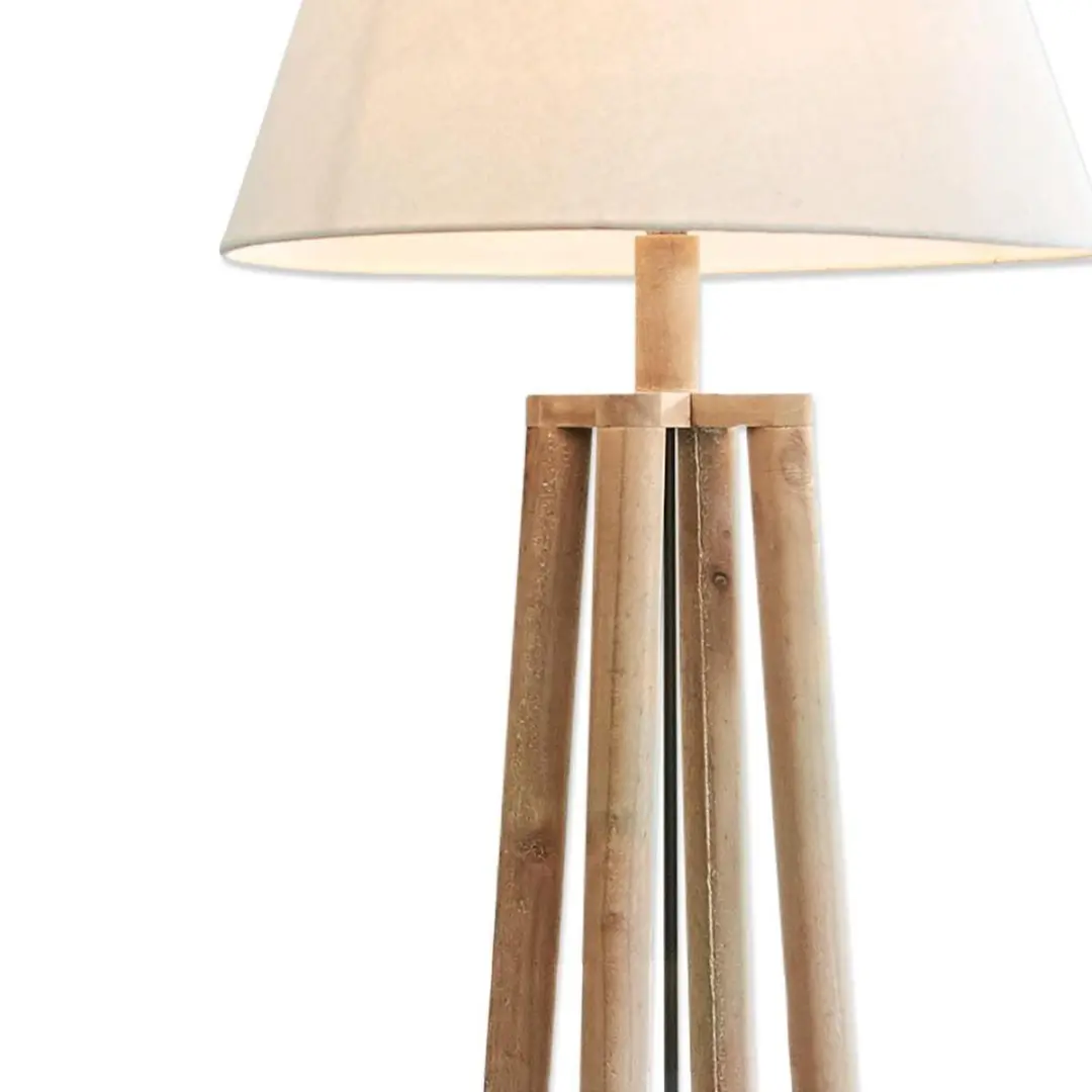Loberon Edgewood Staande Lamp - Bruin/Linnen - afbeelding 4 van 6