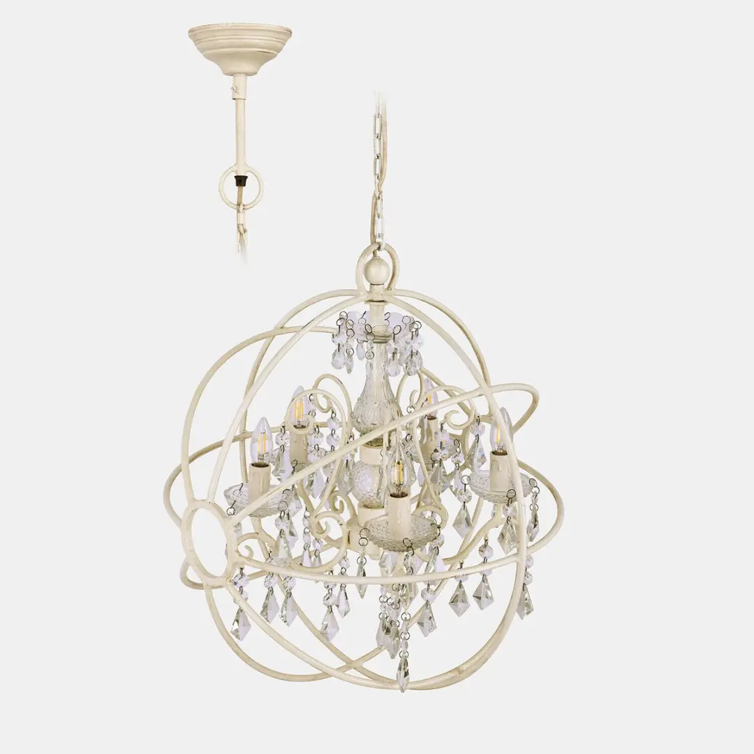 Loberon Élivienne Hanglamp - 61cm - Antiekcrème - afbeelding 4 van 6