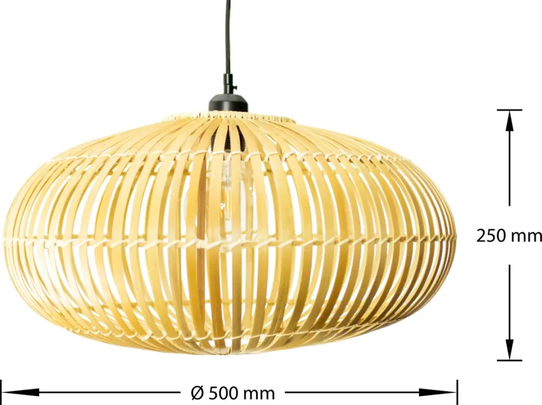 Groenovatie Bamboe Hanglamp Ø50cm - Warm wit licht - afbeelding 3 van 6