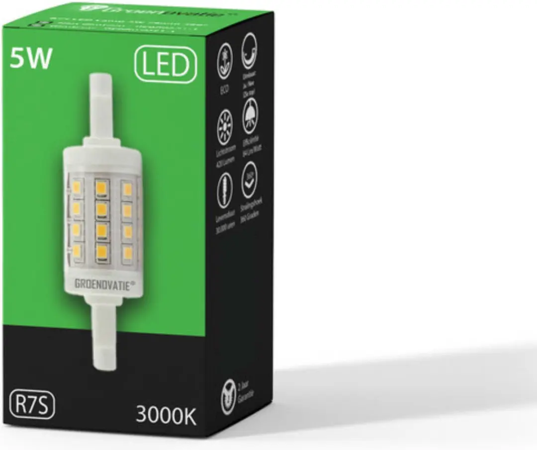 Groenovatie LED Lamp R7S 5W - 22x78mm - 360° - Dimbaar Warm Wit - afbeelding 6 van 6