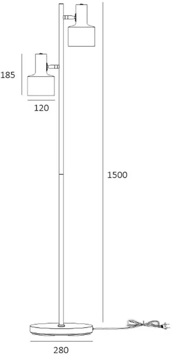 Artdelight Twinkle 2 Vloerlamp - 150cm - Goud/Zwart