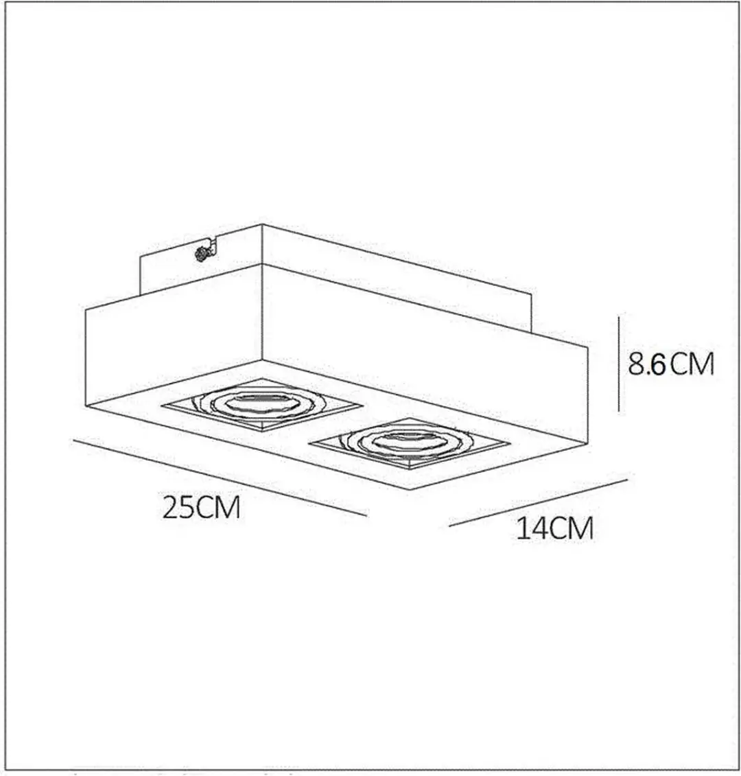 Artdelight Spot Bosco 2 Lichtsysteem 25cm - 2x14cm - Wit/Zwart