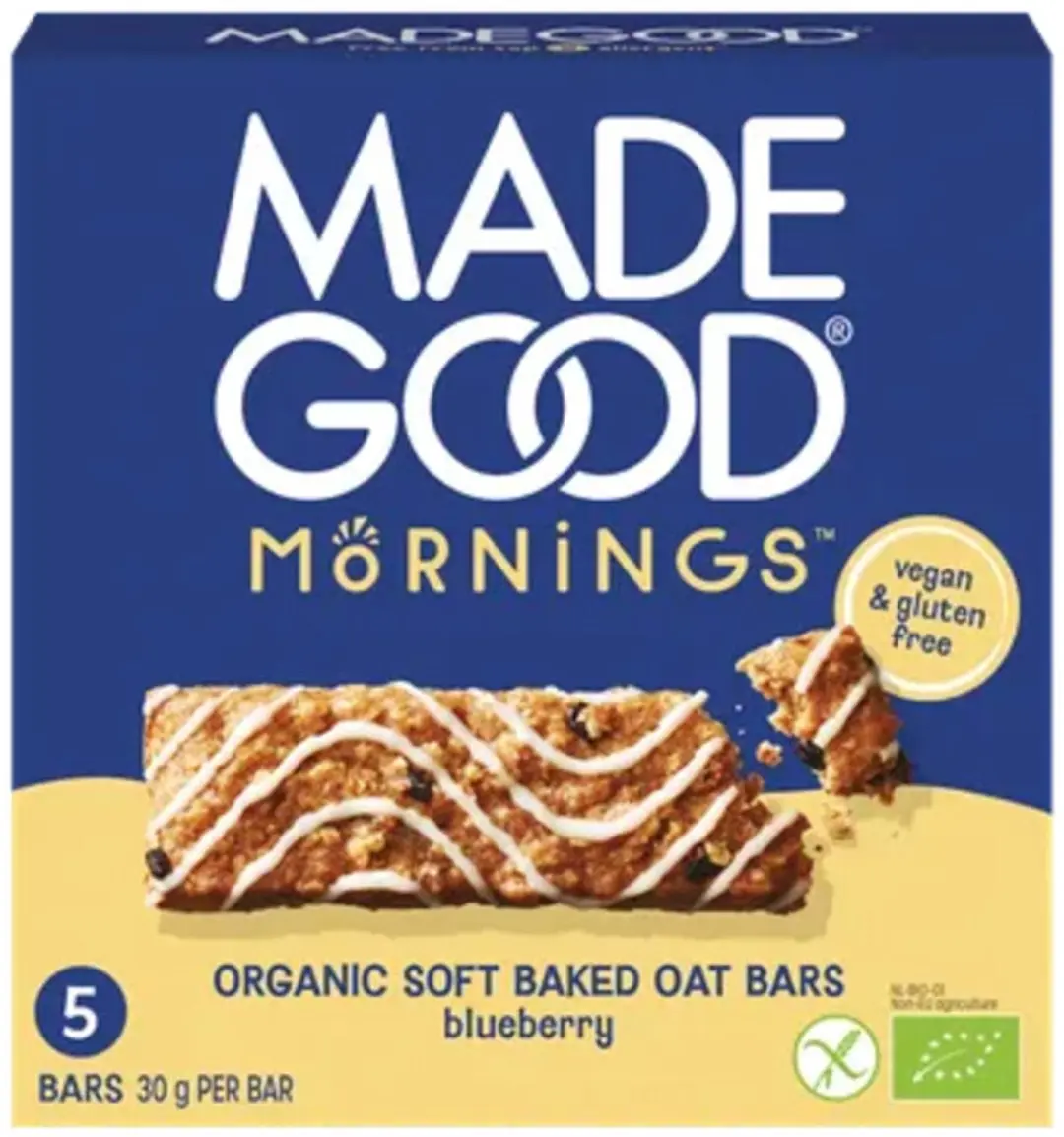 MadeGood Mornings Baked Oat Bars Blueberry - 5 Stuks