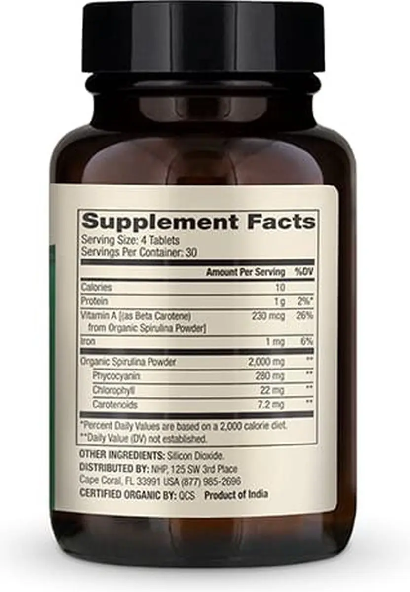 Dr. Mercola Organic Spirulina 120 Tabletten - afbeelding 2 van 2