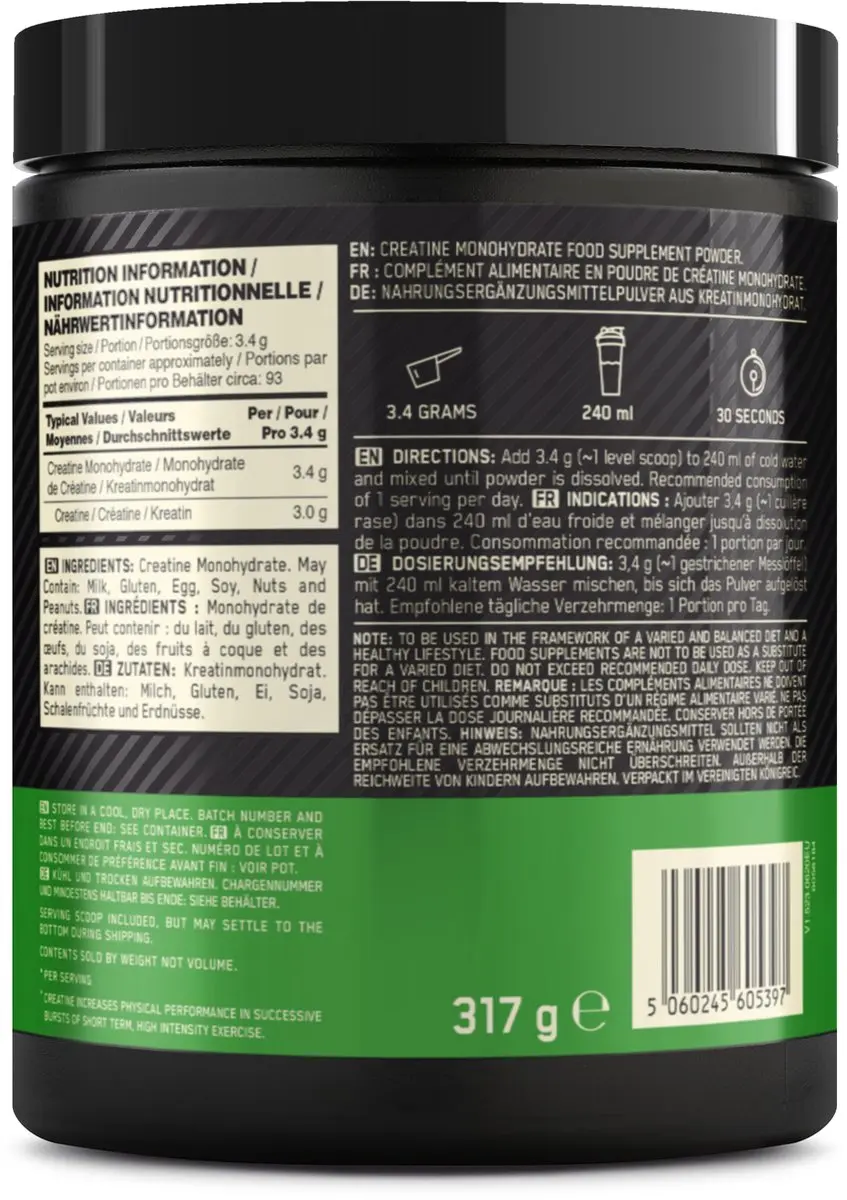 Optimum Nutrition Micronized Creatine Monohydraat 317g