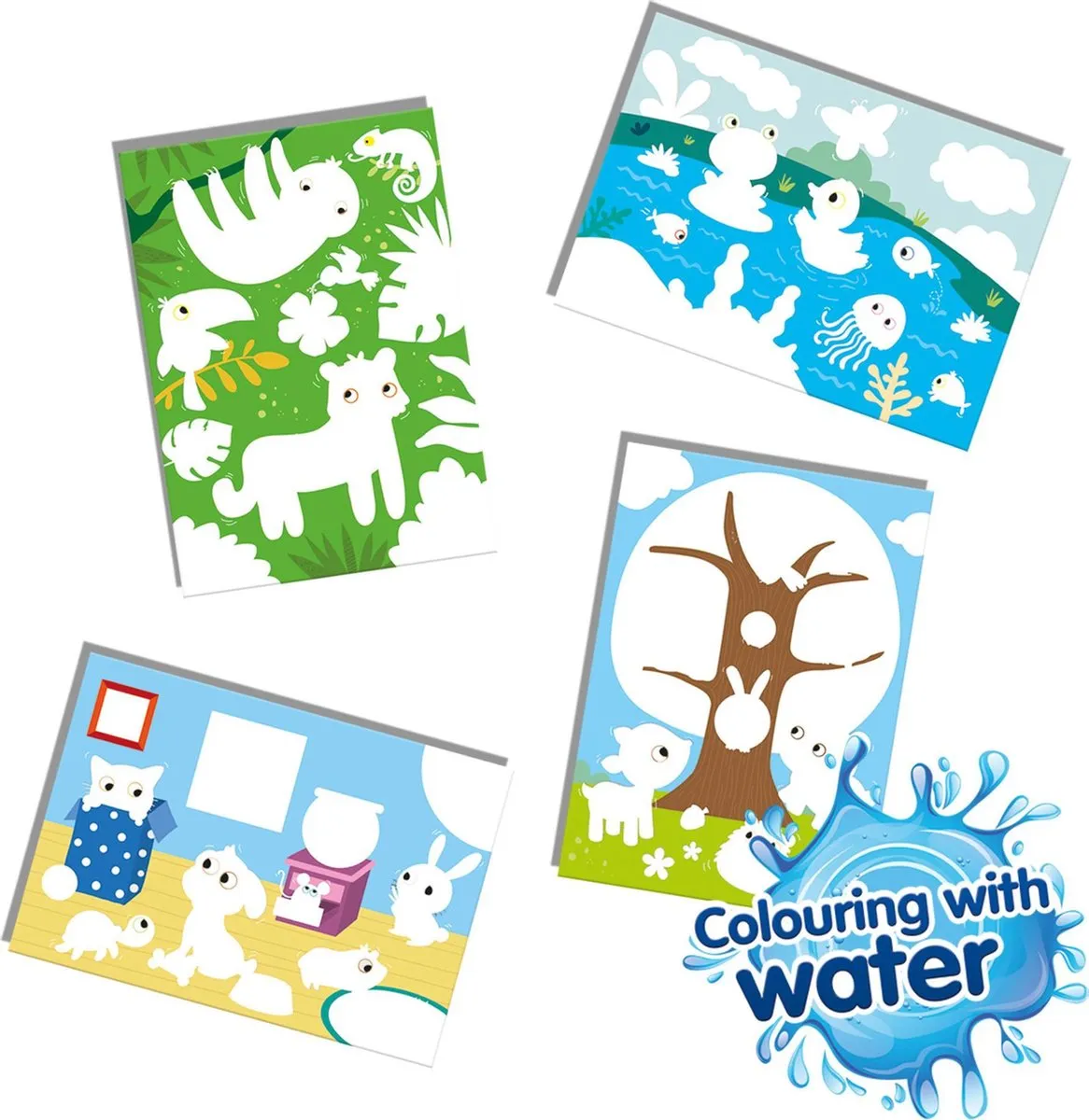 SES Creative My First Kleuren met Water Verborgen Dieren - 4 Stuks
