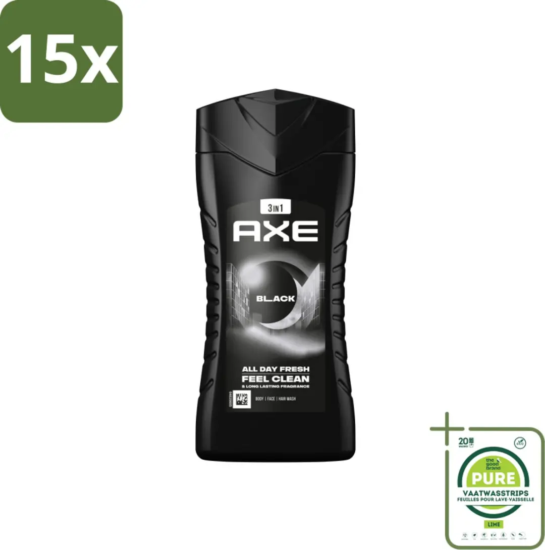 15 x Axe 3-in-1 Douchegel Black 250 ml