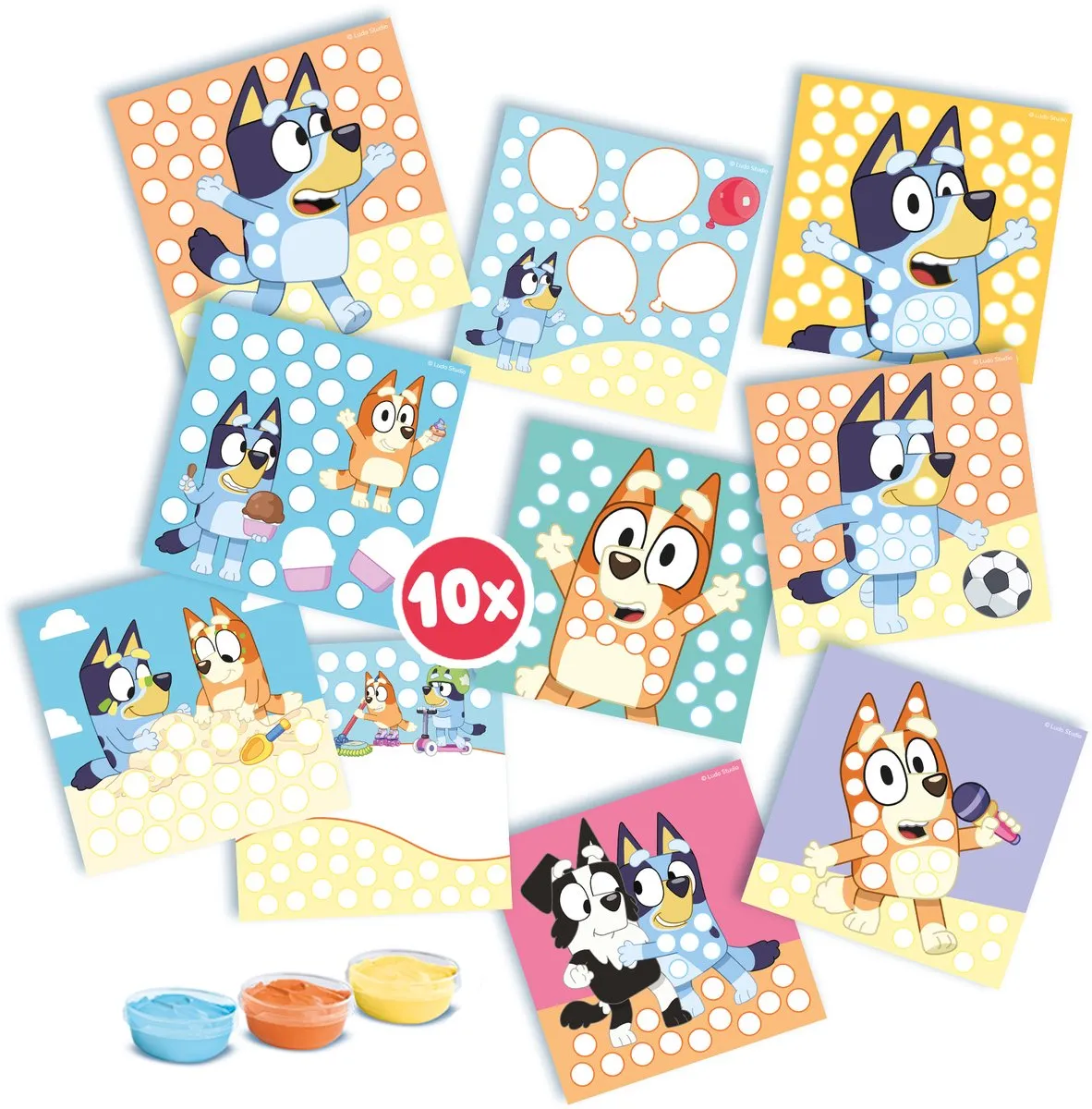 SES Creative Bluey Vingerverf - 10 Kleurplaten + 3 Kleuren