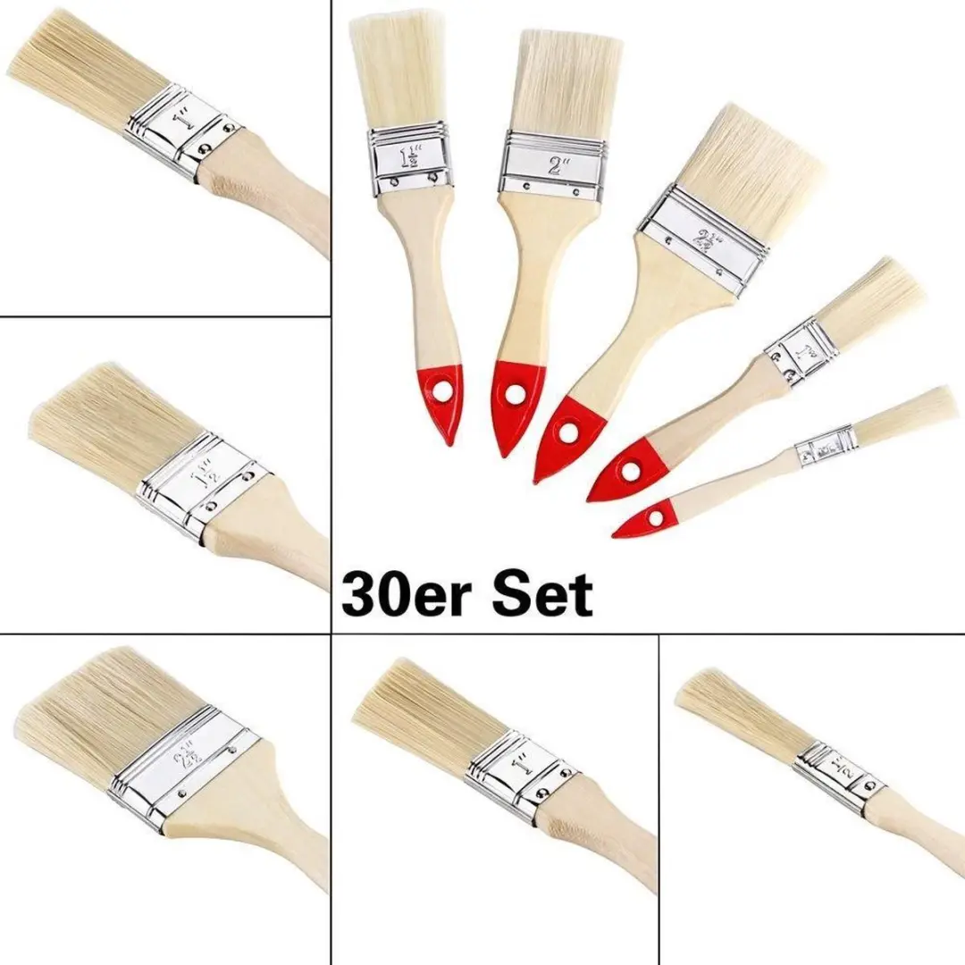 Deuba Penseelset 30-delig - 5 Maten - Naturel/Rood