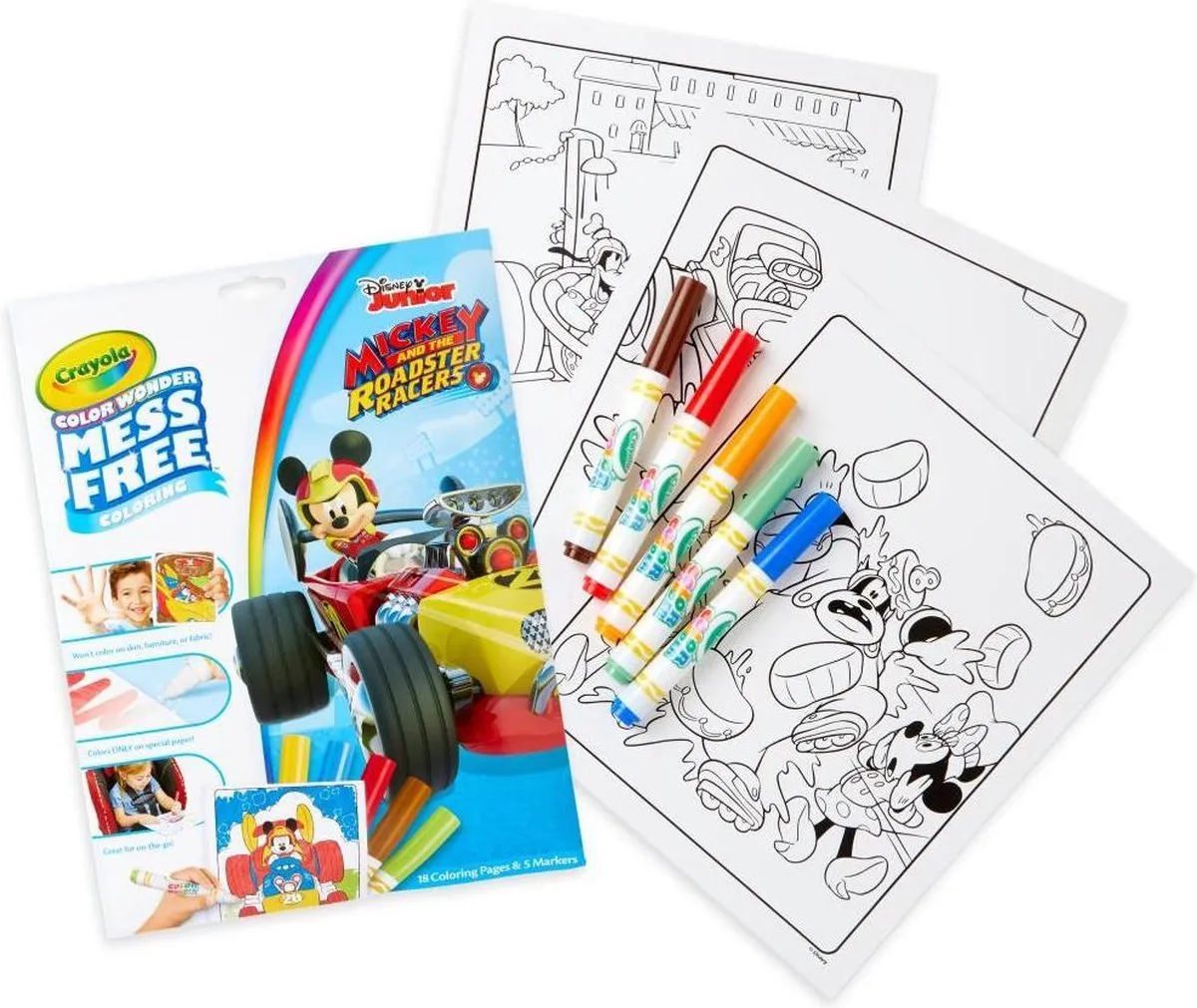 Crayola Color Wonder Mickey Mouse Set - 18 Platen & 5 Stiften Wit