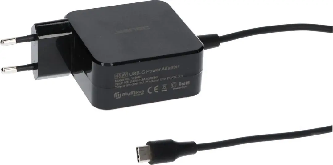 Yanec USB-C Oplader 45 watt Zwart