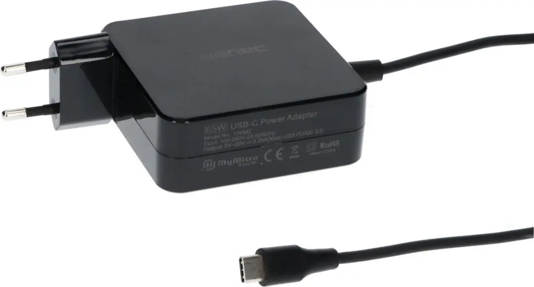Yanec USB-C Oplader 65 watt Zwart