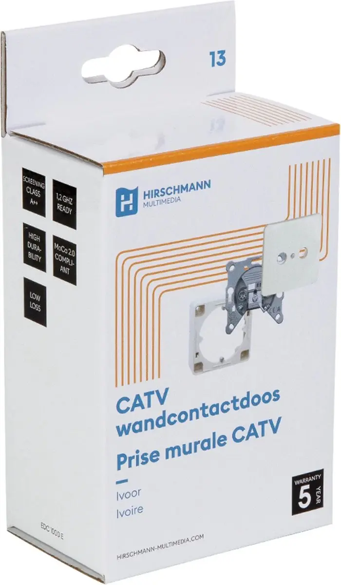 Hirschmann 695020585 Catv Wandcontactdoos 30 Db 2 Uitgangen Metaal