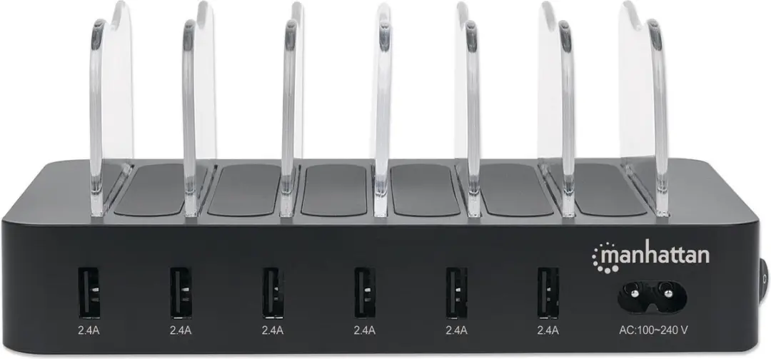 Manhattan 102254 USB-Laadstation 50W - 6x USB-A - Zwart