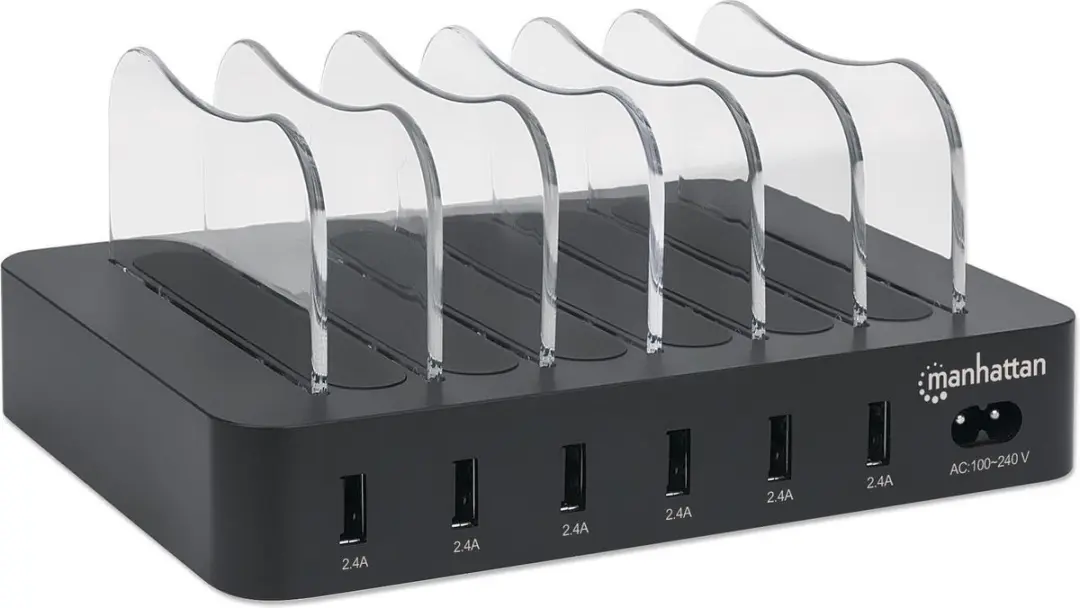 Manhattan 102254 USB-Laadstation 50W - 6x USB-A - Zwart