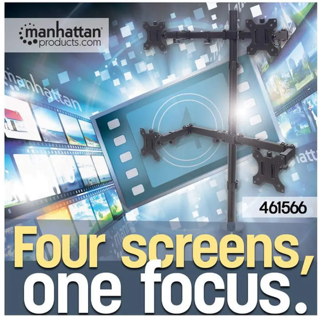 Manhattan MH LCD Monitor Pole 461566 - 4 Monitoren - Zwart