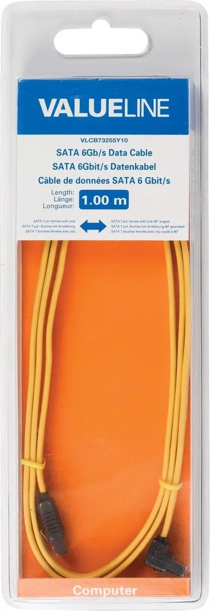 Valueline SATA 6 Gb/s Kabel 1m - Geel