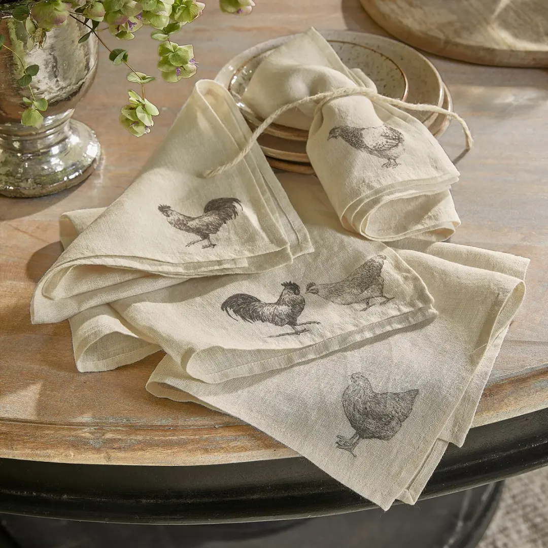Loberon Walorine Servet set - 4 Stuks - Crème